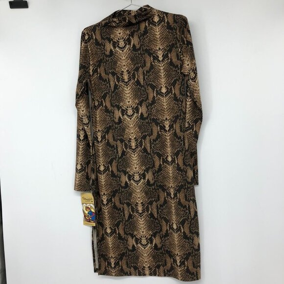 Genesis Fashion Sheila Keighron high neck  brown snakeskin long sleeve dress LG - Picture 14 of 15